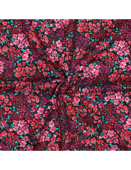 Tissu popeline de coton - Louise - Fond noir