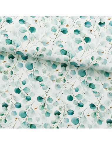 Tissu viscose - Eucalyptus Fond Blanc