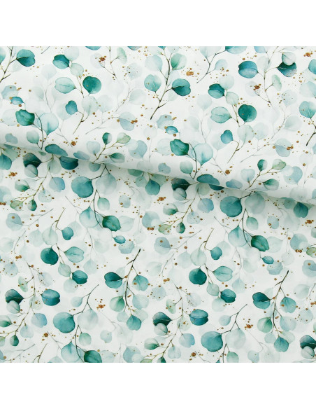 Tissu viscose - Eucalyptus Fond Blanc