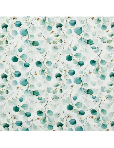 Tissu viscose - Eucalyptus Fond Blanc