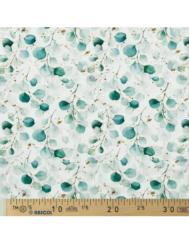 Tissu viscose - Eucalyptus Fond Blanc