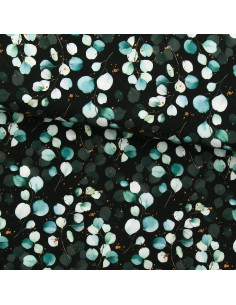 Tissu viscose - Eucalyptus Fond noir