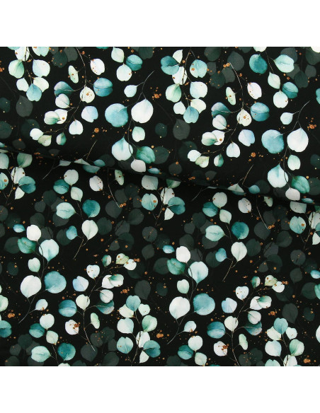 Tissu viscose - Eucalyptus Fond noir