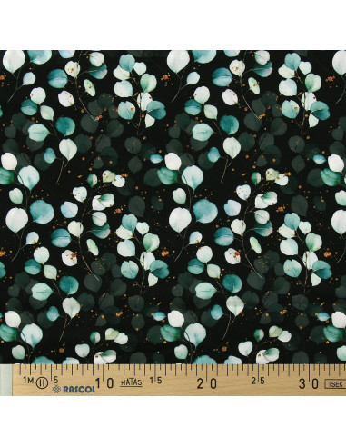 Tissu viscose - Eucalyptus Fond noir