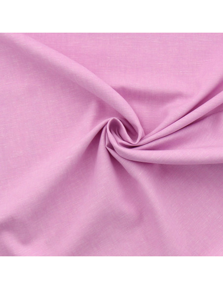 Tissu coton lin - Rose bonbon