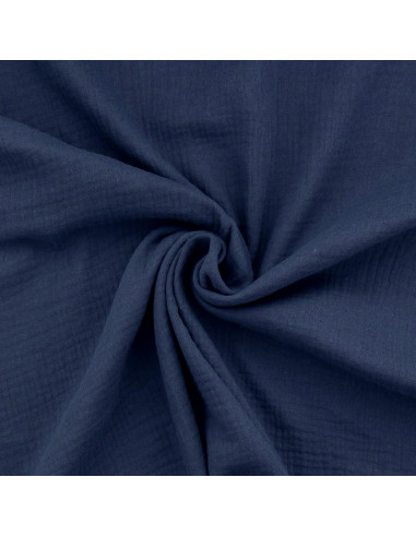 Tissu double gaze de coton - Indigo