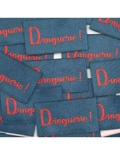 Lot de 5 étiquettes tissées à coudre Dinguerie 2
