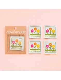 Lot de 4 étiquettes tissées - Petites fleurs 2