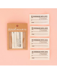 Lot de 4 étiquettes tissées - Handmade with love 2