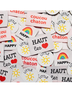 Lot de 4 étiquettes tissées - Assortiment colorful