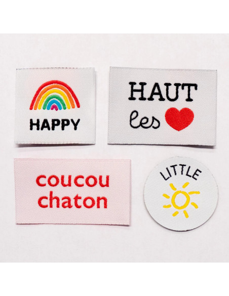 Lot de 4 étiquettes tissées - Assortiment colorful