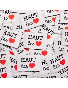 Lot de 5 étiquettes tissées - Haut les coeurs