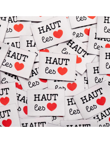Lot de 5 étiquettes tissées - Haut les coeurs