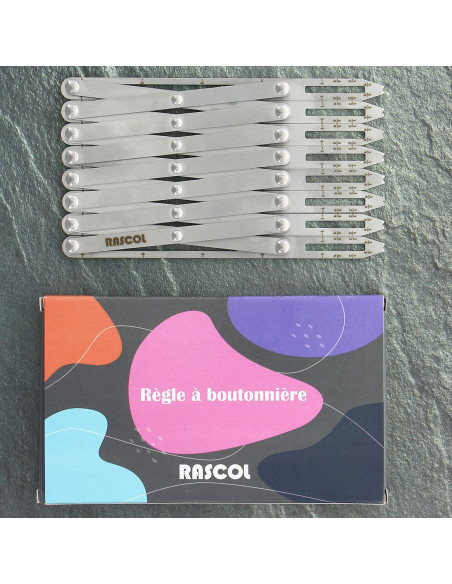 Règle de mesure pour boutonnières métal premium Rascol