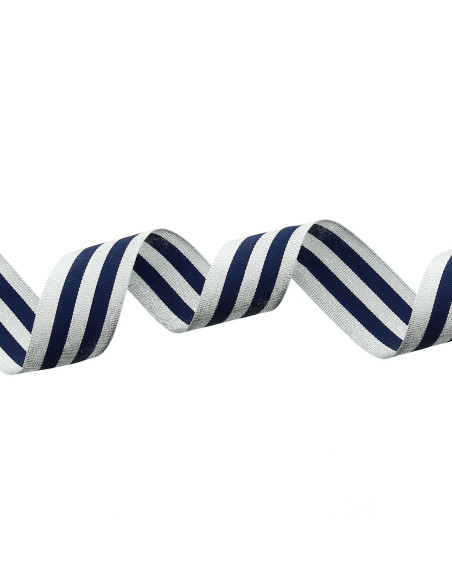 Galon stripes métal - Bleu marine et argent