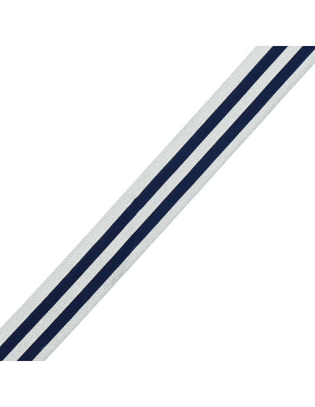Galon stripes métal - Bleu marine et argent