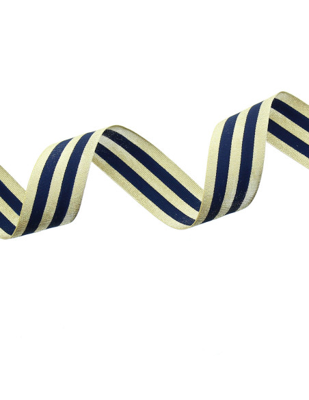 Galon stripes métal - Bleu marine et or