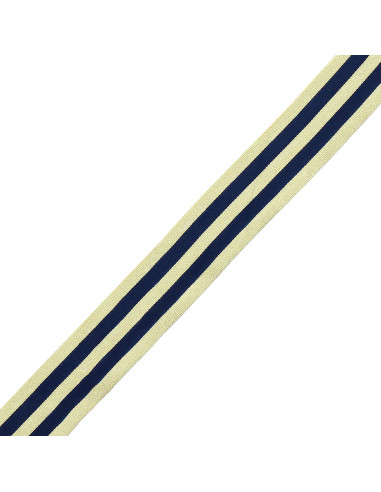 Galon stripes métal - Bleu marine et or