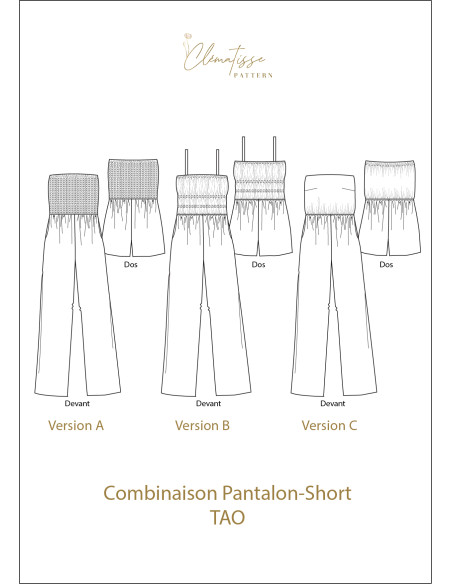 Patron de combinaison Tao - Clématisse Pattern
