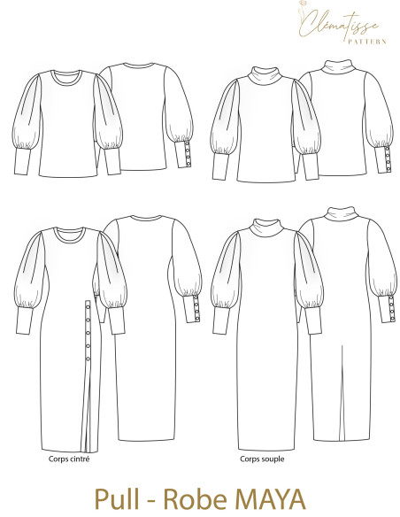 Patron de robe-pull Maya - Clématisse Pattern