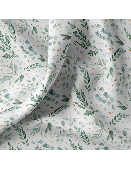 Tissu popeline de coton - Ito blanc et vert