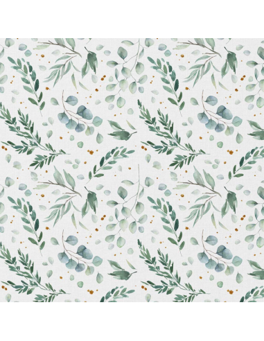 Tissu popeline de coton - Ito blanc et vert