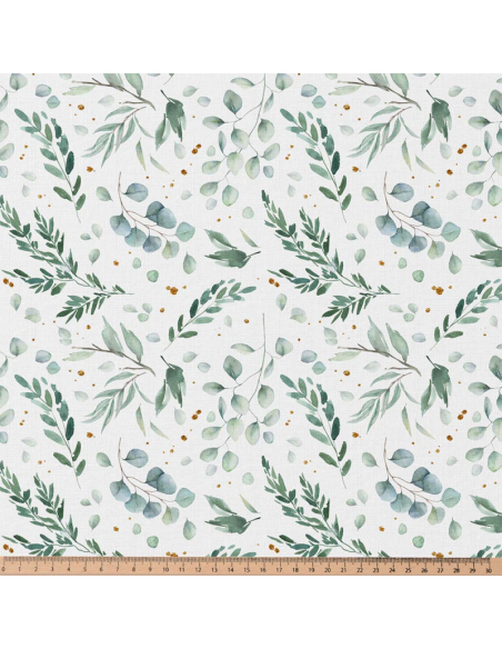 Tissu popeline de coton - Ito blanc et vert