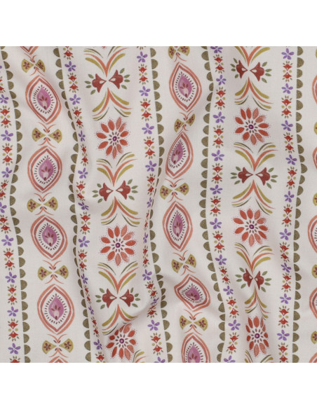 Tissu popeline de coton - Juliette fond écru