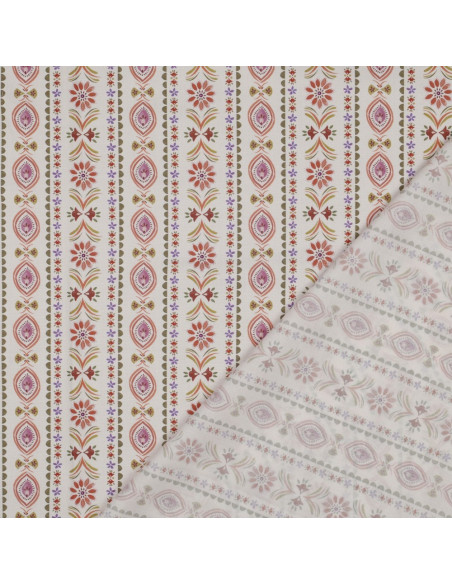 Tissu popeline de coton - Juliette fond écru