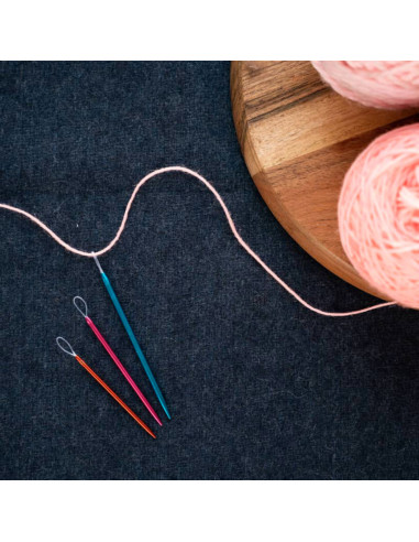 Aiguilles laine aluminium avec boucle nylon