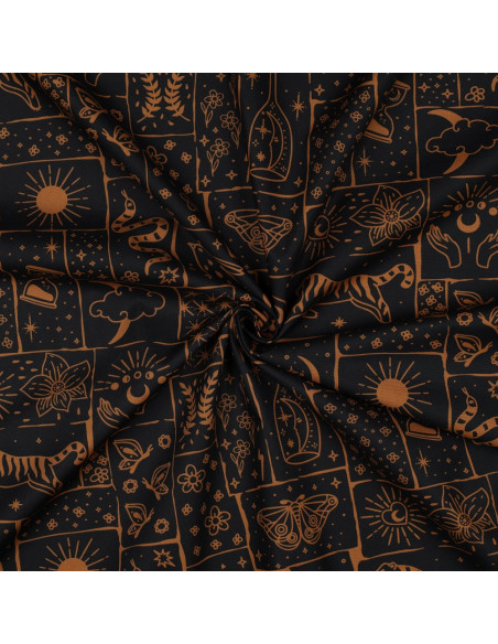 Tissu popeline de coton - Mystic fond noir