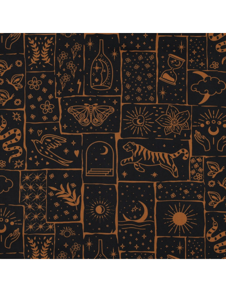Tissu popeline de coton - Mystic fond noir