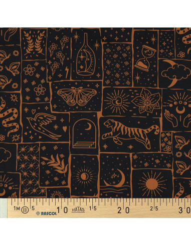 Tissu popeline de coton - Mystic fond noir
