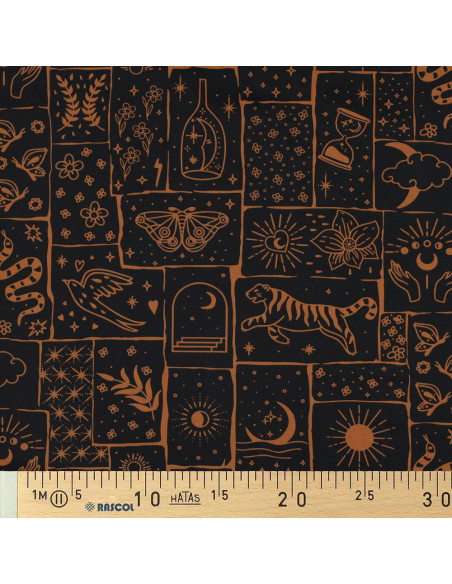 Tissu popeline de coton - Mystic fond noir