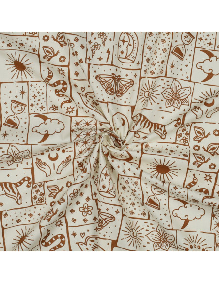 Tissu popeline de coton - Mystic fond écru