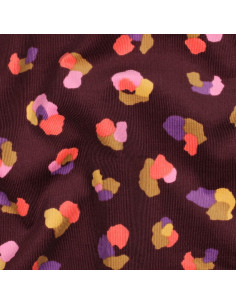 Tissu velours milleraies fantaisie - Thaïs fond bordeaux