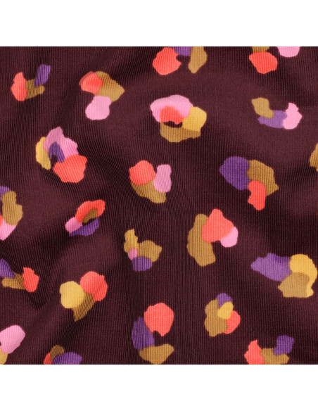 Tissu velours milleraies fantaisie - Thaïs fond bordeaux