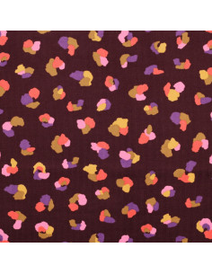 Tissu velours milleraies fantaisie - Thaïs fond bordeaux 2