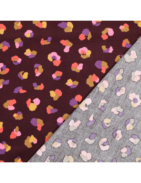 Tissu velours milleraies fantaisie - Thaïs fond bordeaux