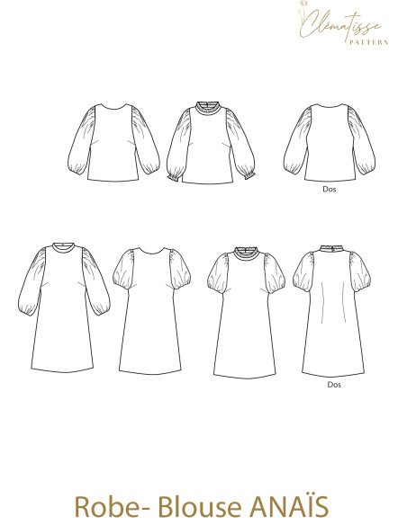 Patron de blouse-robe Anaïs - Clématisse Pattern
