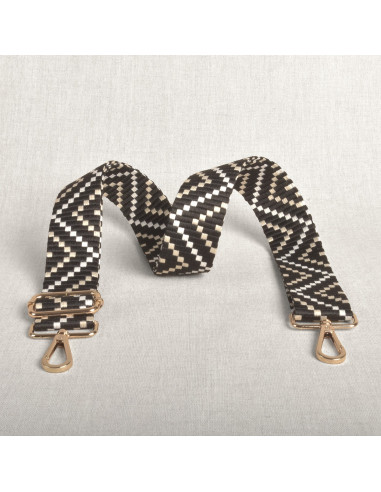 Sangle de sac zig zag avec mousquetons - Noir