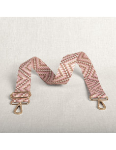 Sangle de sac zig zag avec mousquetons - Rose