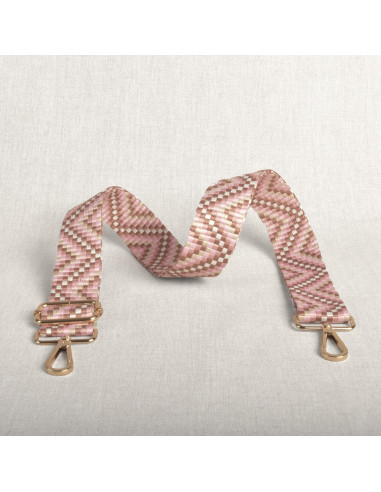 Sangle de sac zig zag avec mousquetons - Rose