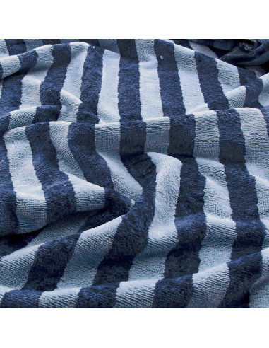 Tissu micro éponge de bambou rayée - Baltique et indigo