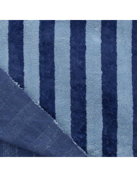 Tissu micro éponge de bambou rayée - Baltique et indigo