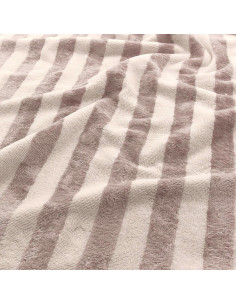 Tissu micro éponge de bambou rayée - Écru et galet