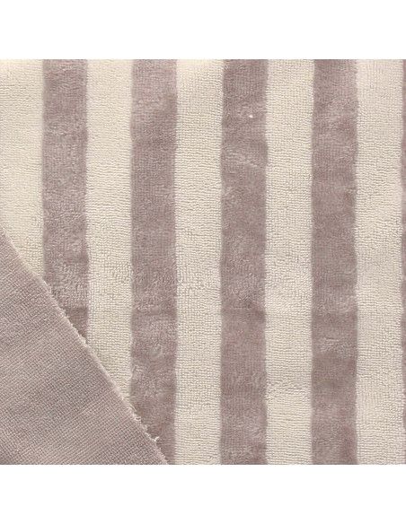 Tissu micro éponge de bambou rayée - Écru et galet