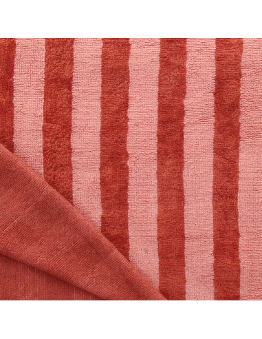 Tissu micro éponge de bambou rayée - Marsala et paprika