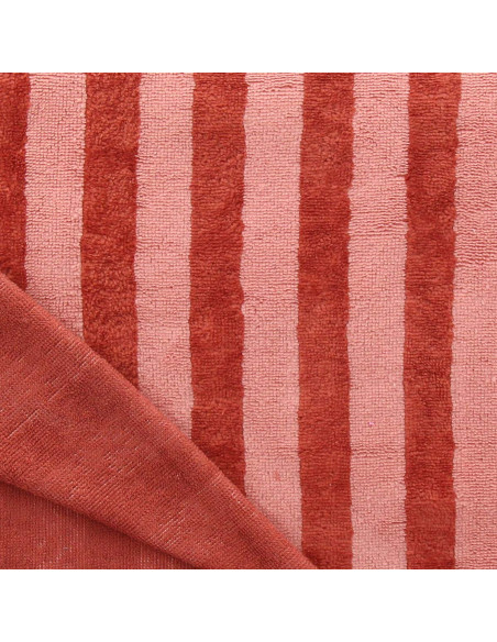 Tissu micro éponge de bambou rayée - Marsala et paprika