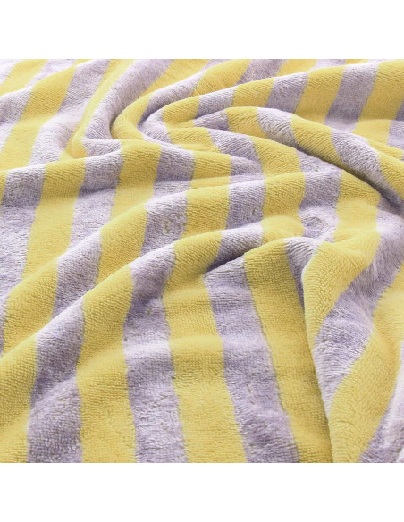 Tissu micro éponge de bambou rayée - Lemon et lilas